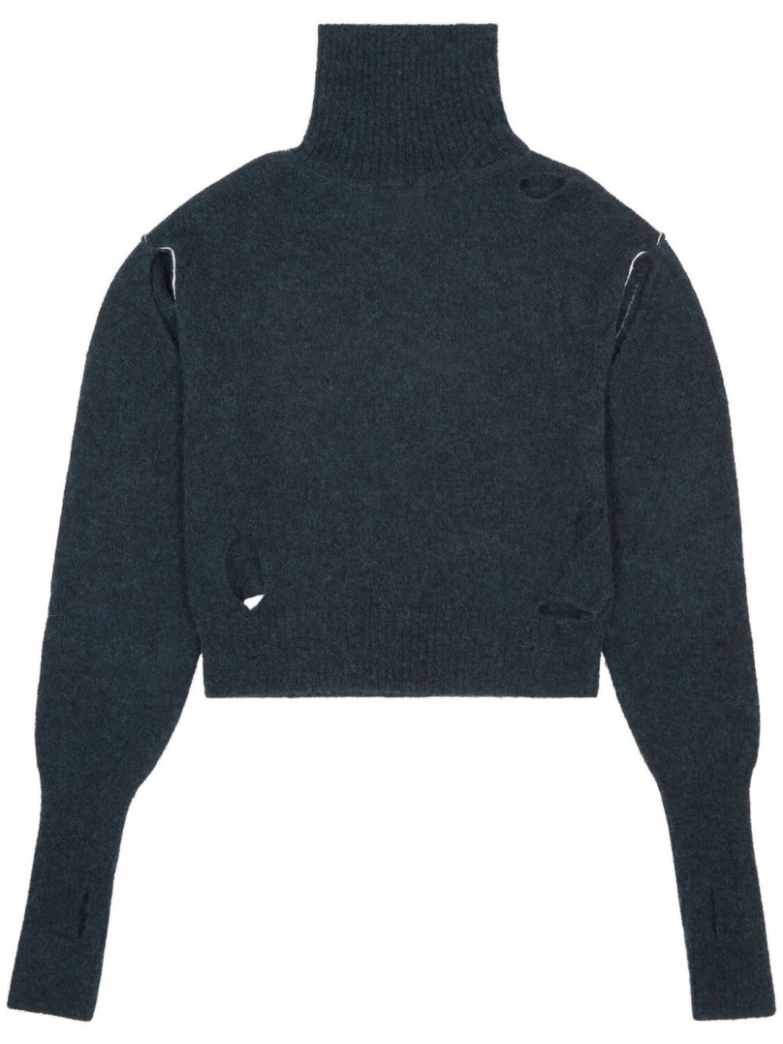 

MM6 Maison Margiela джемпер с высоким воротником и эффектом потертости, зеленый