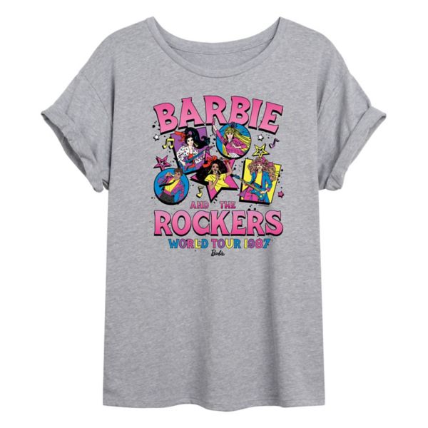 

Футболка оверсайз с принтом мирового турне The Rockers 1987 для подростков Barbie, серый