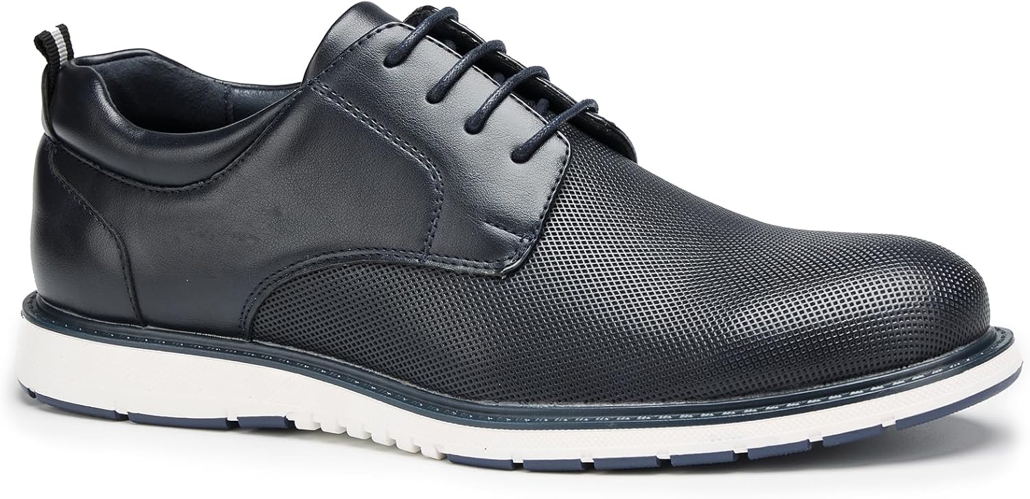 

Мужские повседневные туфли-оксфорды из искусственной кожи, деловые кроссовки-дерби с двухцветной спортивной подошвой из ПВХ Generic, темно-синий