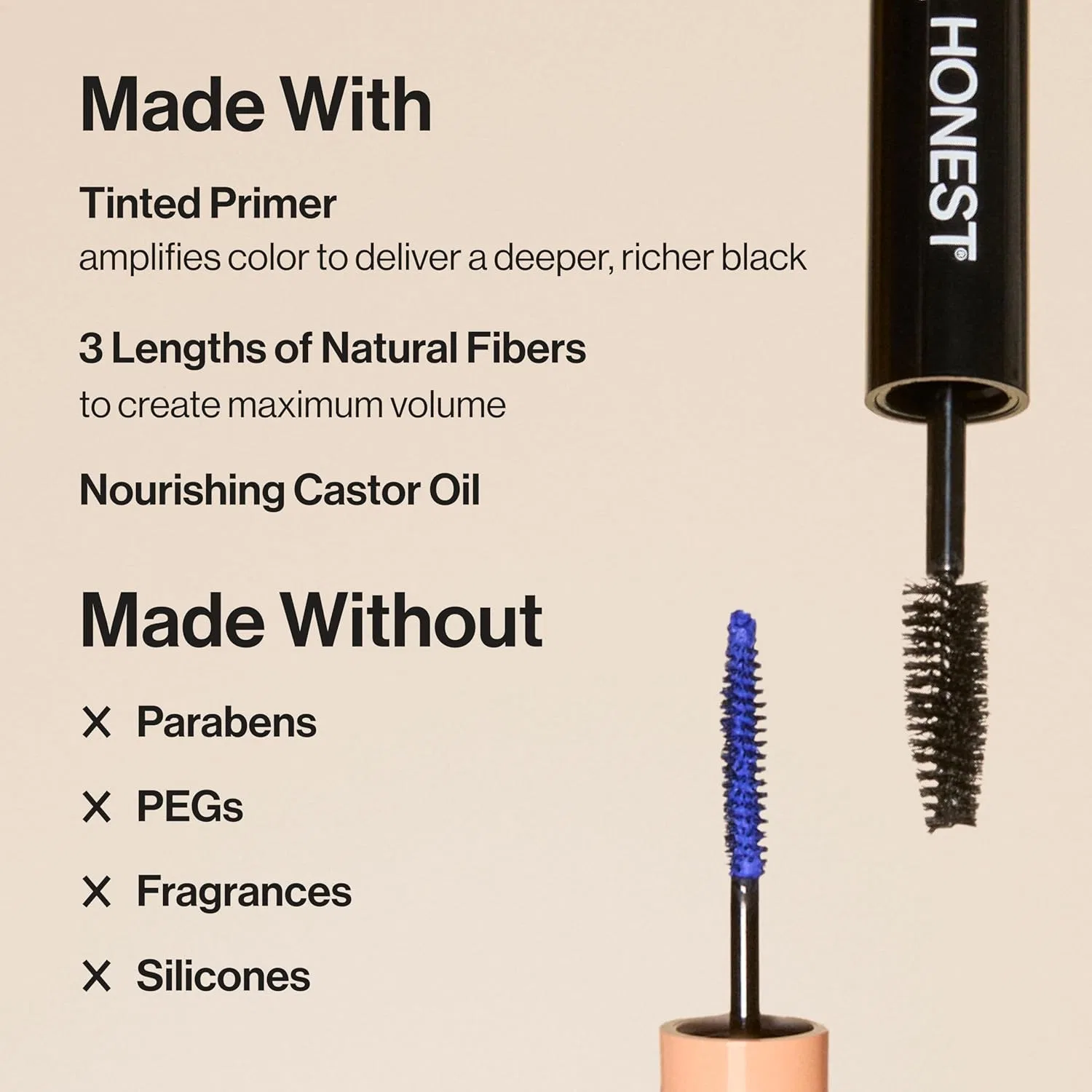 Тушь для ресниц 2-в-1 с праймером и касторовым маслом Honest Beauty, черная, 0.28 унции — фото 4