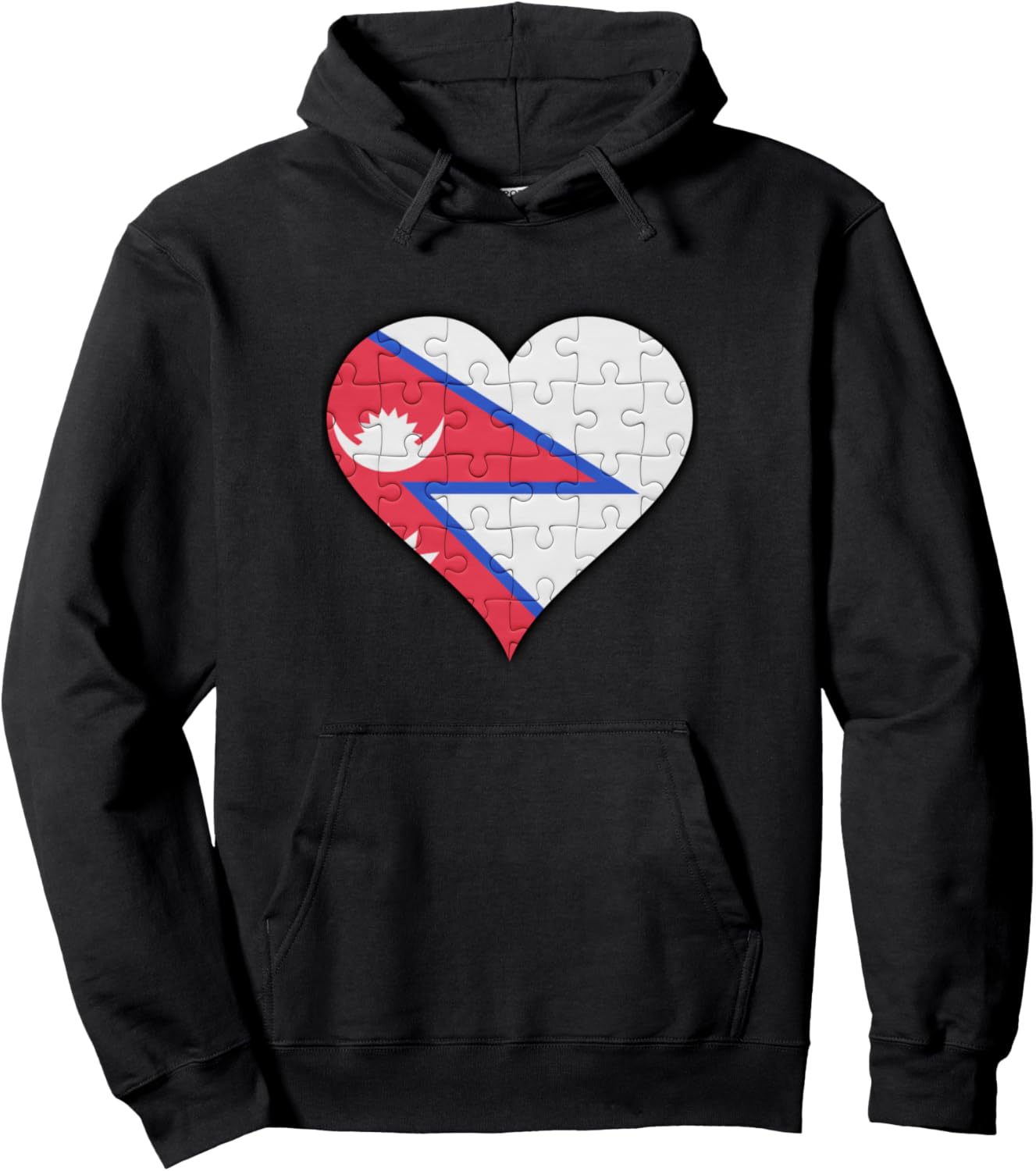 

Худи с изображением флага Непала и сердца, черное Nepalese Flag Heart Design