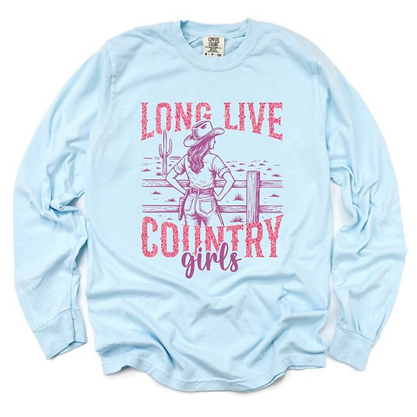 

Футболка с принтом Long live country girls glitter Simply Sage Market, Chambray, Зеленый, Футболка с принтом Long live country girls glitter Simply Sage Market, Chambray