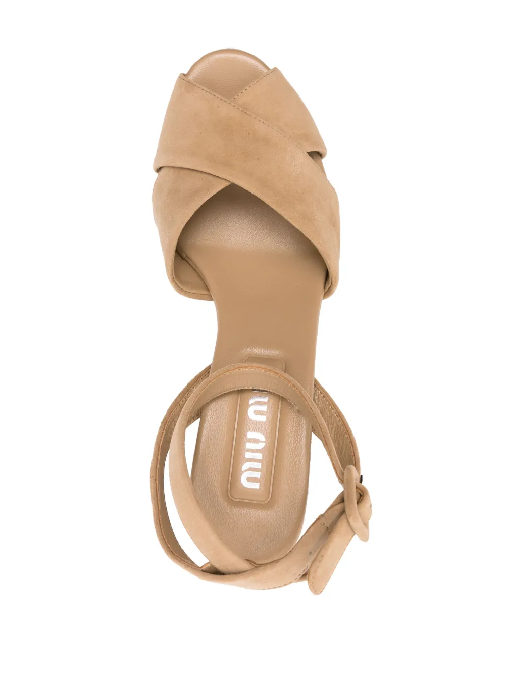 Босоножки на платформе с перекрестными ремешками MIU MIU, нейтральный — фото 4