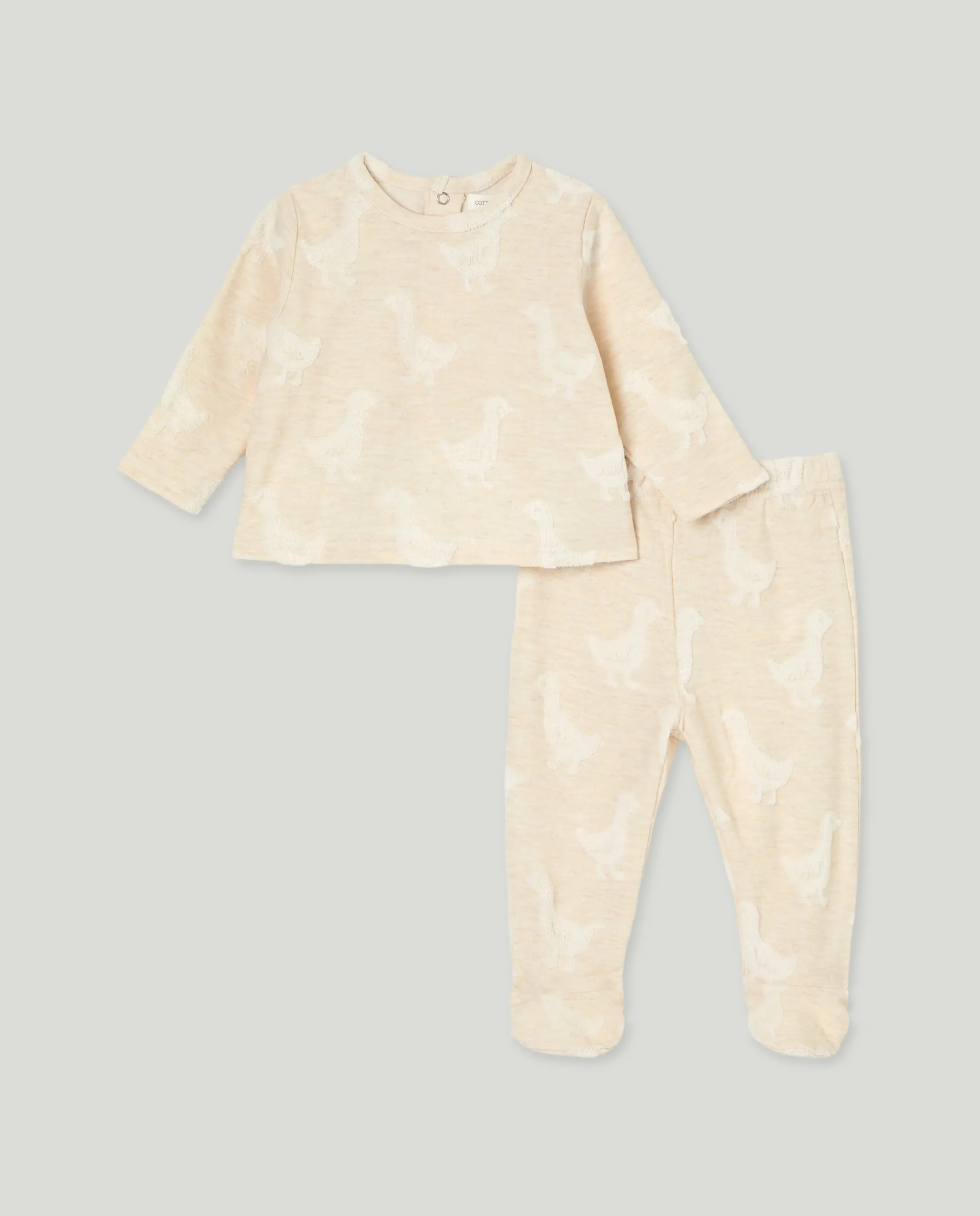 

Длинная пижама для мальчика из ребристой ткани с принтом Cotton Juice, коричневый