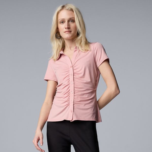 

Женская рубашка с рюшами спереди Simply Vera Vera Wang, цвет pink nouveau
