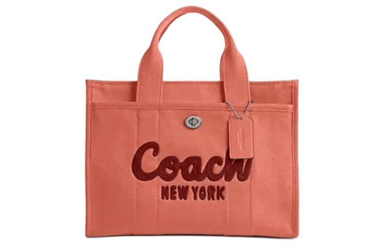 

Сумка-шоппер из парусины с карманами, вместительная сумка через плечо, парусиновая сумка, большая женская сумка светло-красного цвета COACH