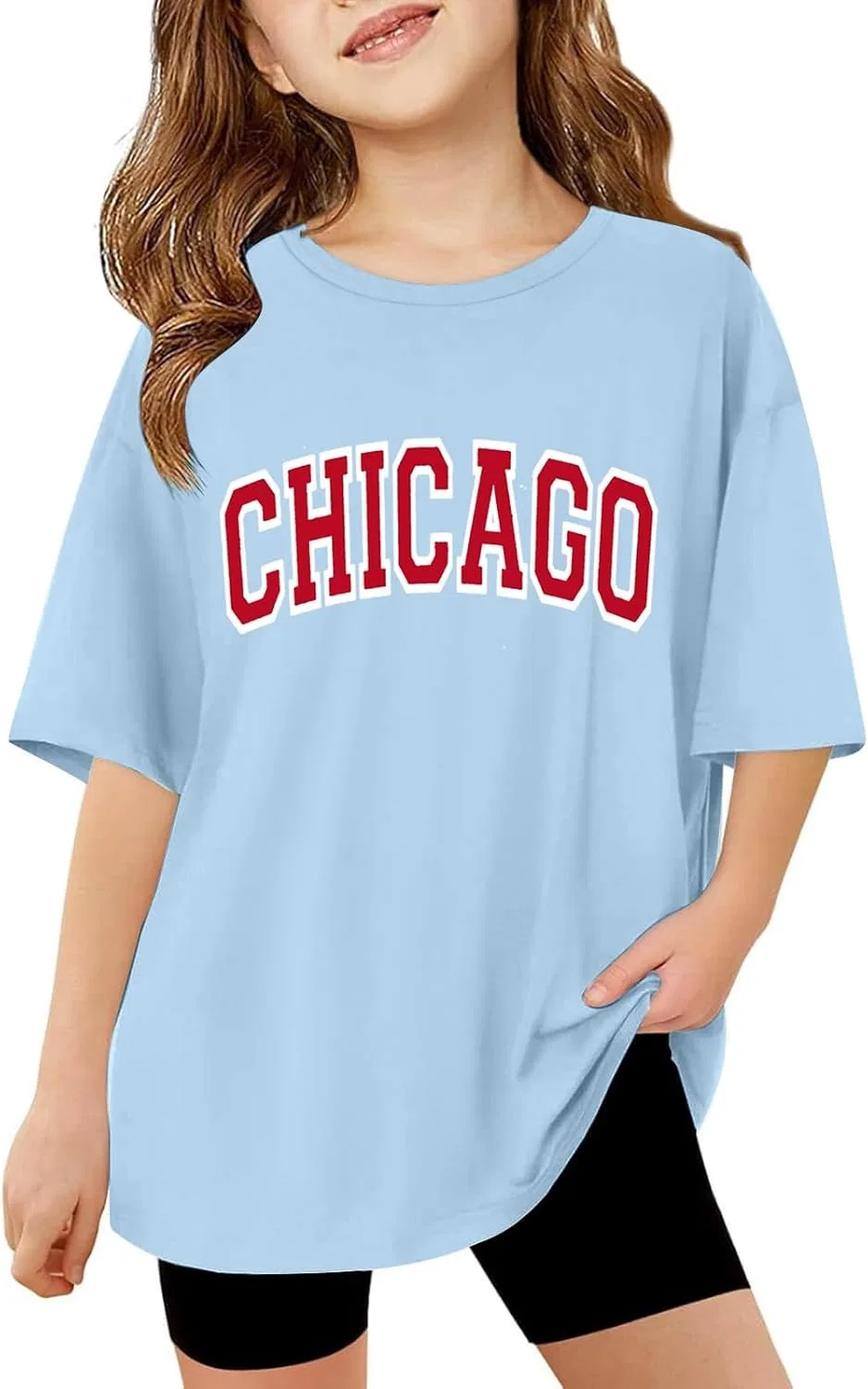 Футболка детская с городским принтом, Activewear, light blue