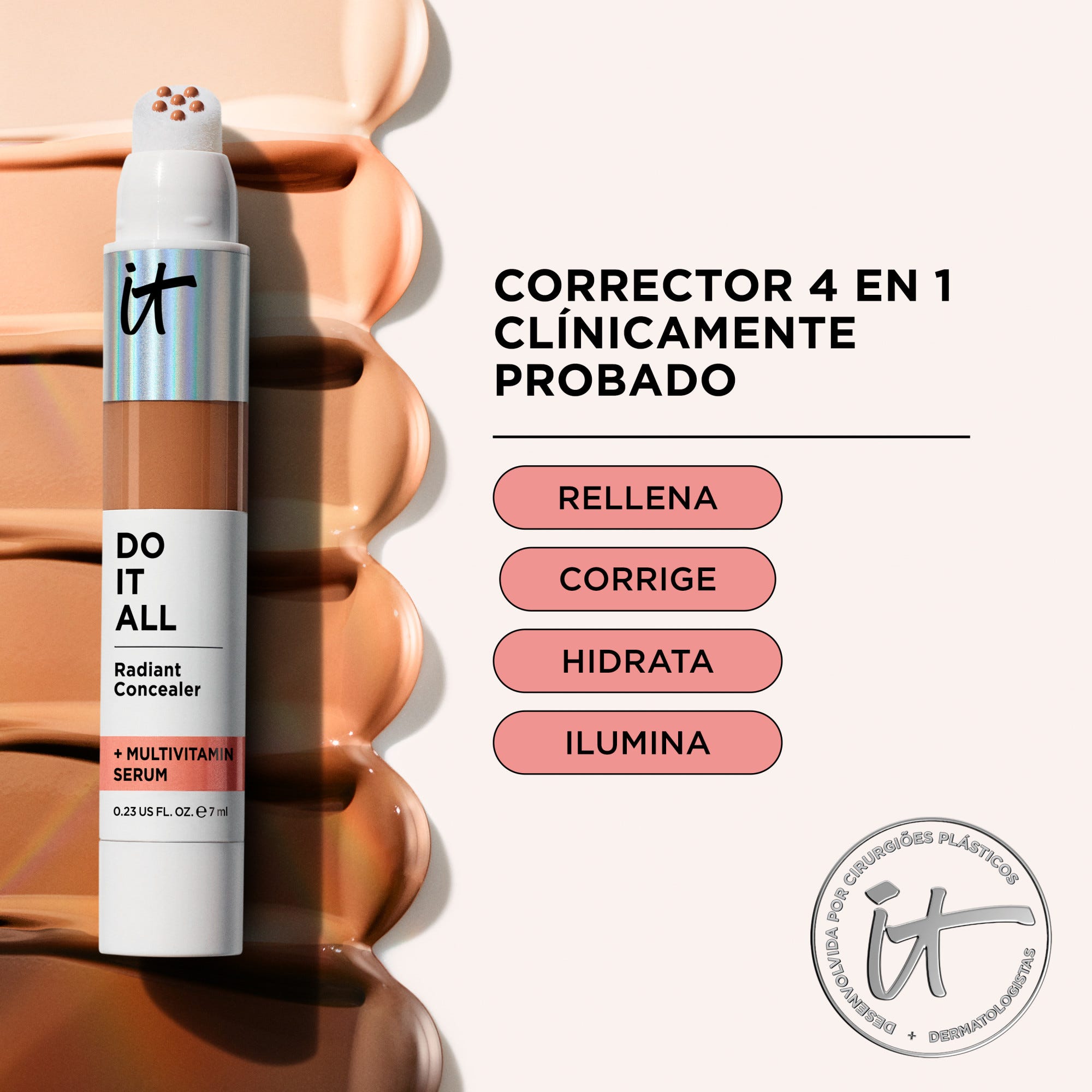 Сияющий консилер со средней и высокой степенью покрытия IT COSMETICS Concealers Do-It-All, FAIR WARM120 — фото 3