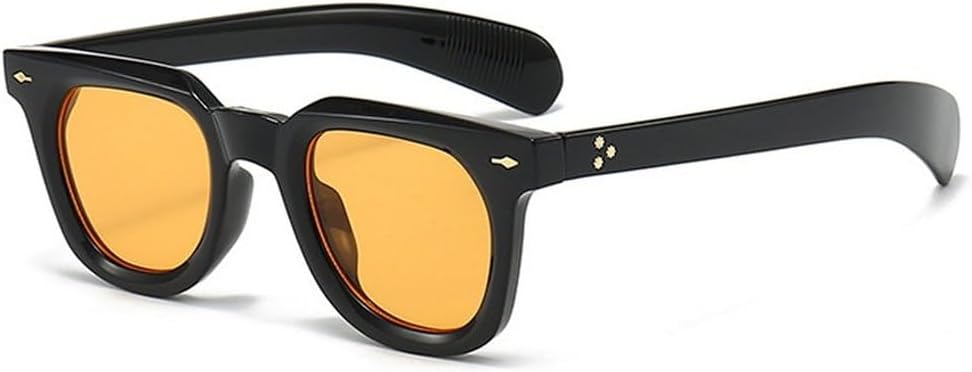 

Женские солнцезащитные очки маленького квадратного размера с заклепками, в стиле ретро-панк, мужские желто-синие солнцезащитные очки с защитой от УФ-излучения UV400 SKFGNX, Black Orange
