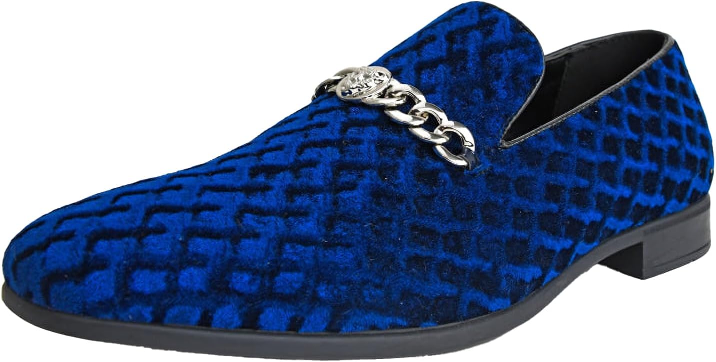 

Мужские лоферы Amali Velvet Slip-On с львиным декором, тапочки для смокинга, лоферы с металлической цепочкой, темно-синий