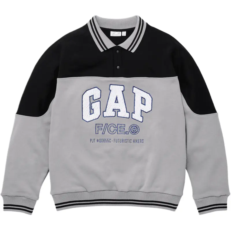 Футболка F/CE Collaboration осенне-зимняя унисекс GAP, черная в стиле пэчворк — фото 4