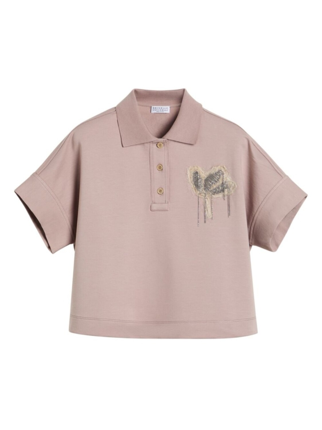 

Детская рубашка-поло с цветочной вышивкой Brunello Cucinelli Brunello Cucinelli Kids, розовый