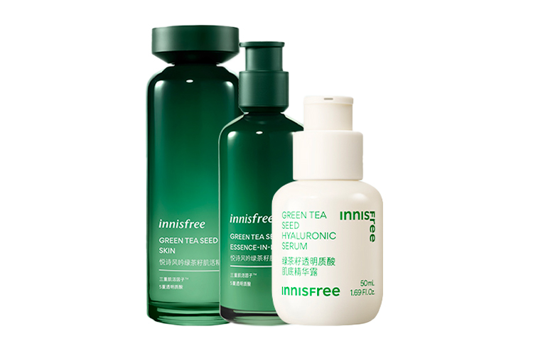 

Innisfree Yueshifengyin зеленый чай семена вода молоко маленькая зеленая бутылка комплекты одежды стягивание