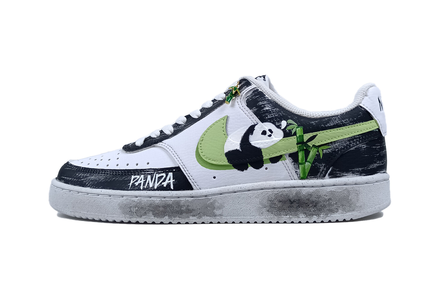 

Кроссовки Nike Court Vision 1 Skateboarding Shoes Women's Low-top Cloud White/Core Black/Green Spark, черный