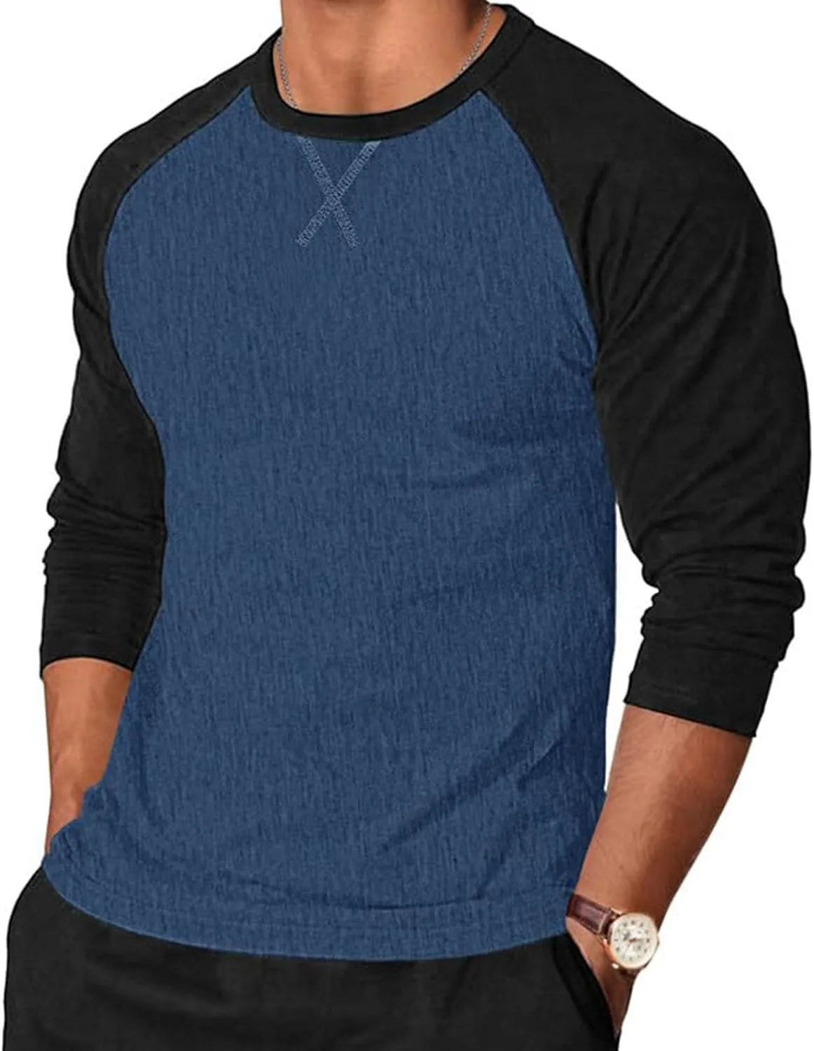 

Футболка мужская baseball с цветными блоками и длинным рукавом