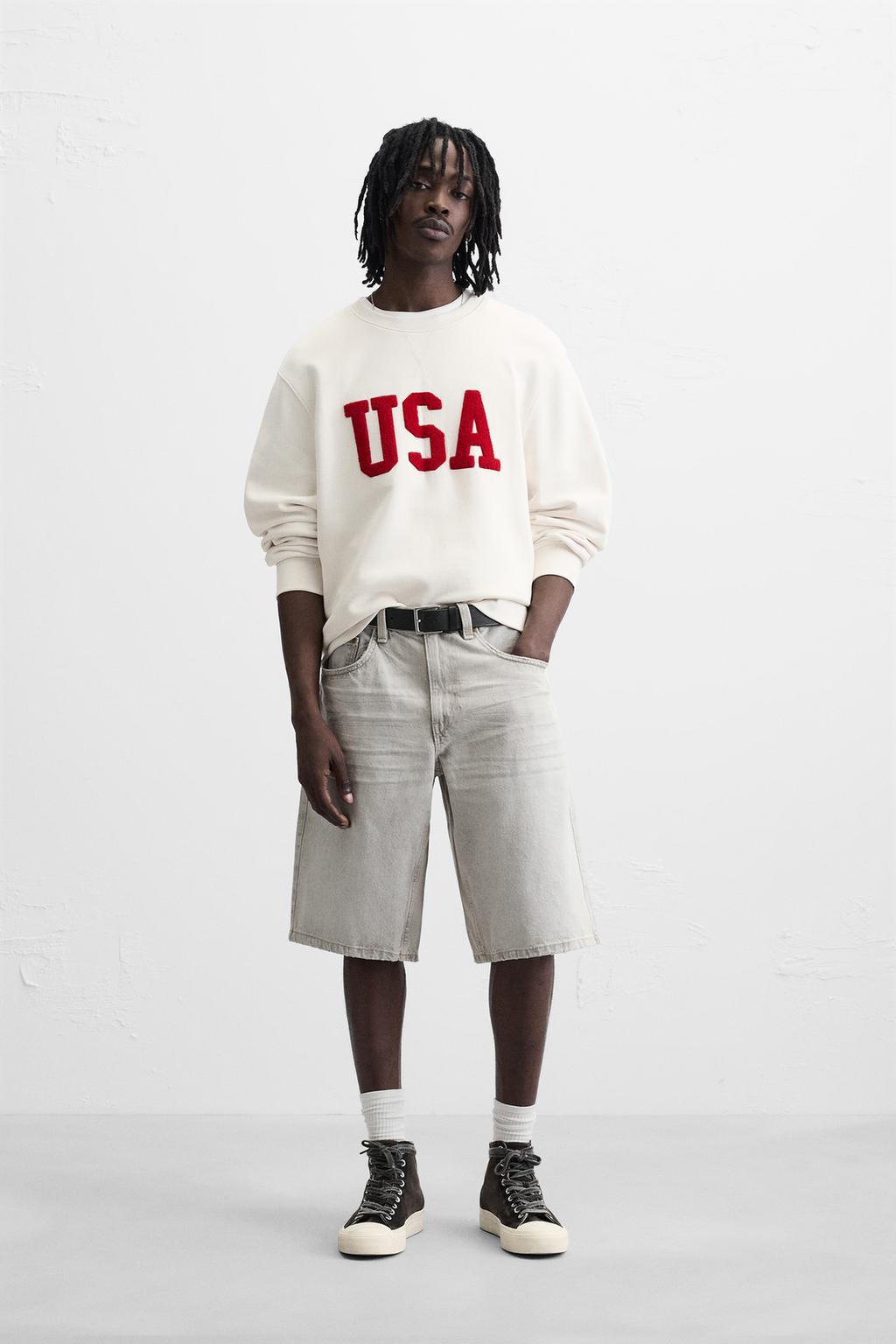 

Джинсовые шорты-бермуды мешковатого покроя ZARA, серый