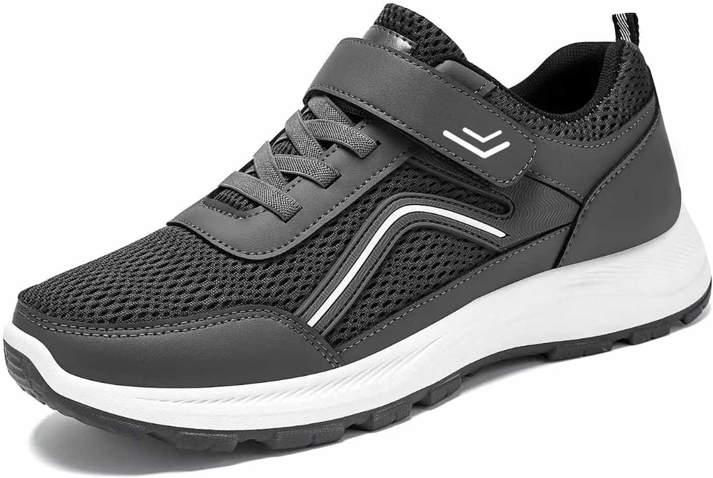 

Мужские кроссовки с дышащим вязаным верхом, поддержкой свода стопы, застежкой-липучкой, с круглым носком, для повседневной ходьбы Donrrndk, серый