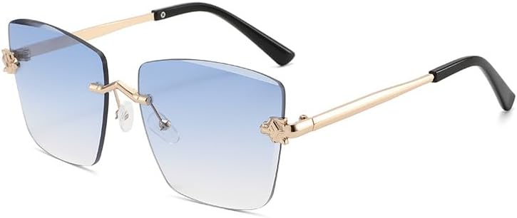 

Солнцезащитные очки для мужчин и женщин - защита UV400 - увеличенные градиентные линзы, металлические петли, подходят для занятий спортом на открытом воздухе и вождения QWBSER, Golden Blue