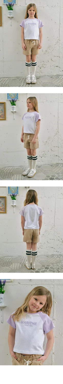 Детская футболка Enfant с рукавами реглан и логотипом Marithé Kids светло-фиолетовая — фото 3