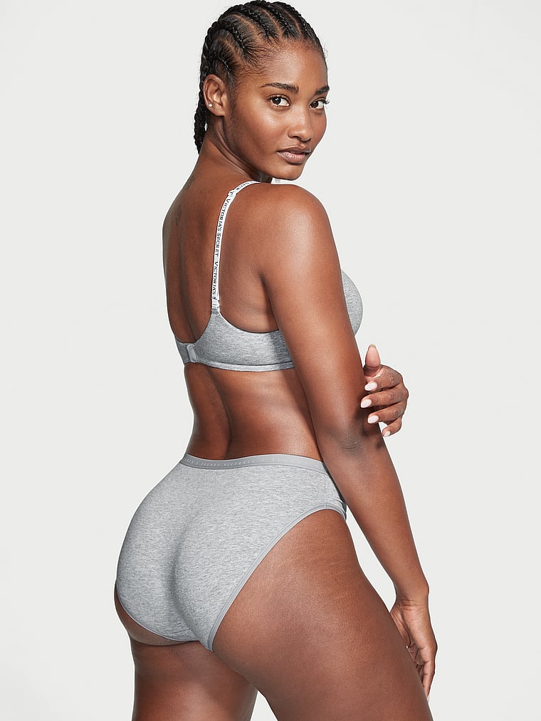 Трусики-Слипы из эластичного хлопка с высоким вырезом Victoria'S Secret, smooth medium heather grey — фото 2