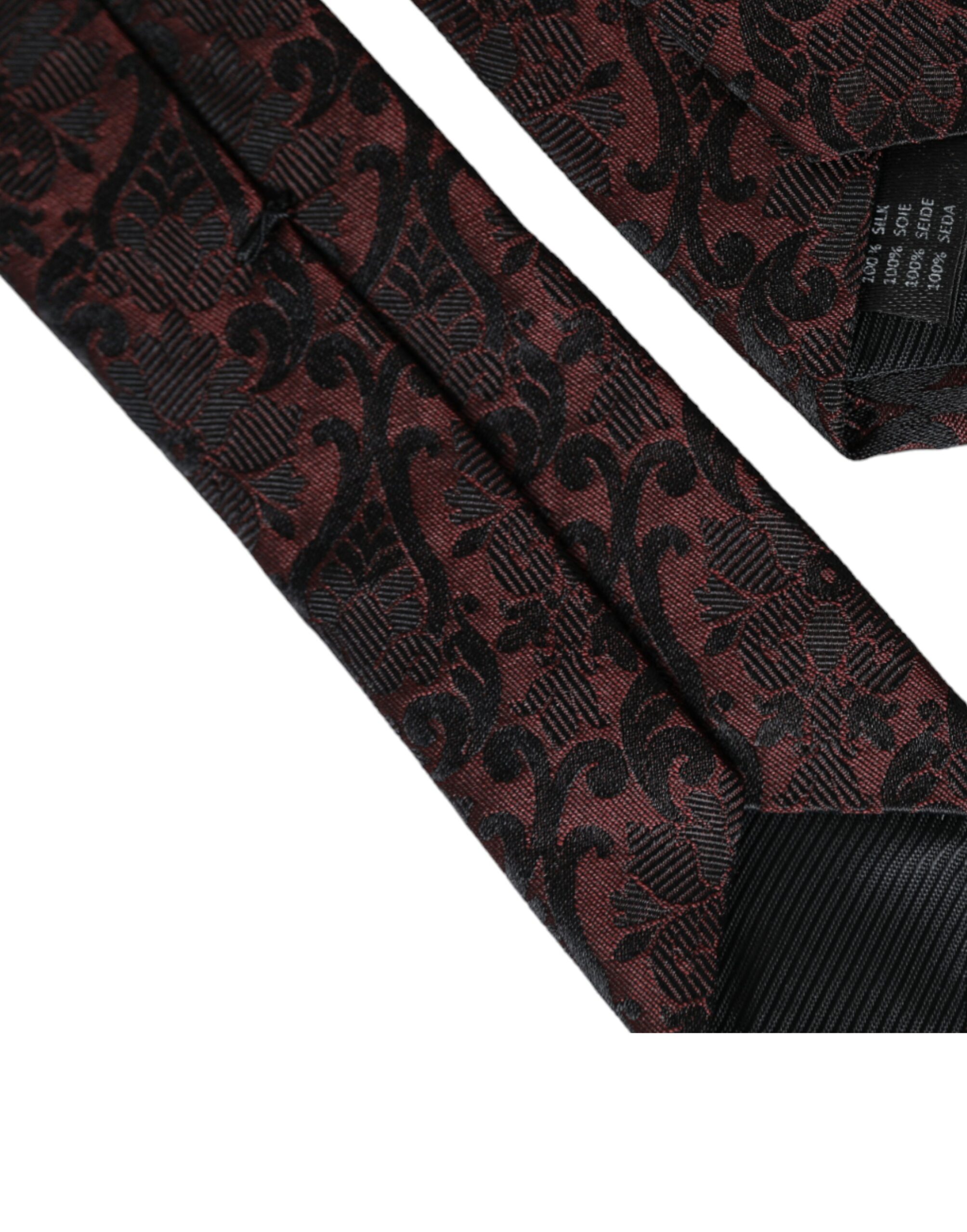 Галстук мужской шелковый регулируемый Maroon Floral Fantasy Dolce & Gabbana, бордовый — фото 4