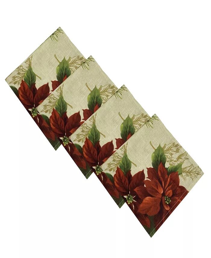 

Праздничные тканевые салфетки Poinsettia, набор из 4 шт Elrene, мультиколор