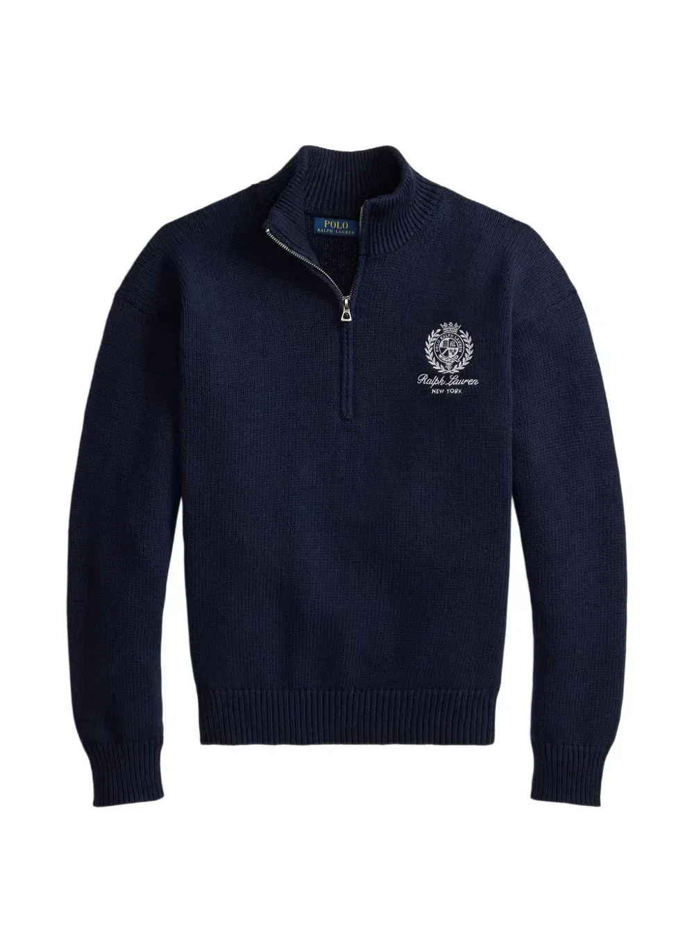 Свитер на молнии до середины груди с вышитым логотипом POLO RALPH LAUREN, синий