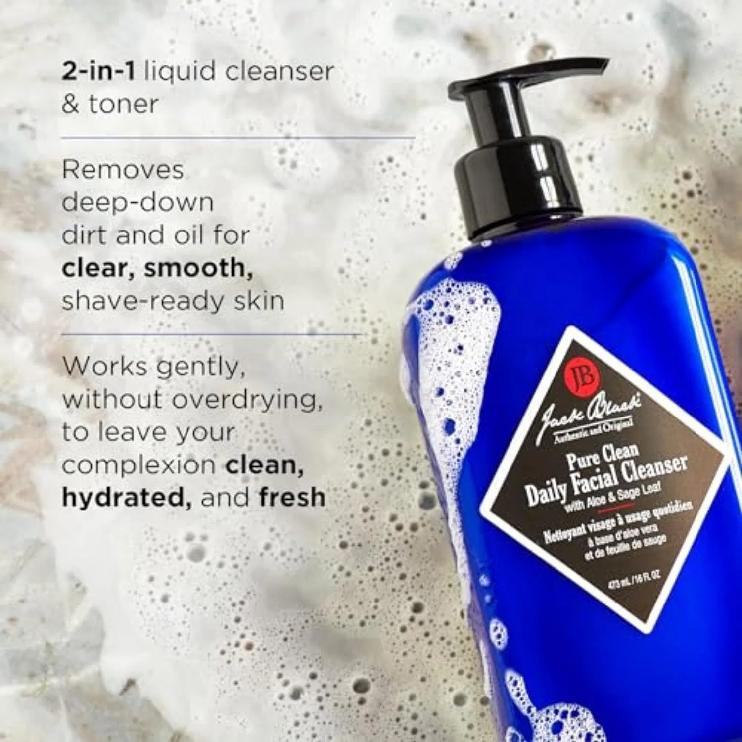 Крем для лица Jack Black — Дневной Pure Clean Daily Facial Cleanser, 473 мл — фото 3