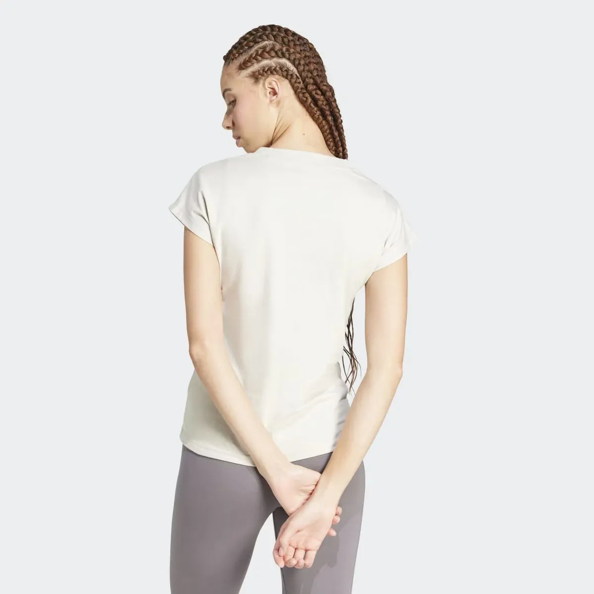 Женская футболка Adidas Essentials Linear Cotton, серый — фото 2
