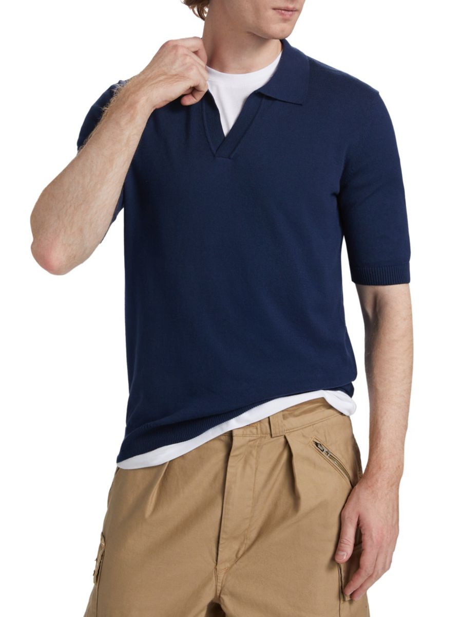 

Поло с воротником Johnny Saks Fifth Avenue, темно-синий