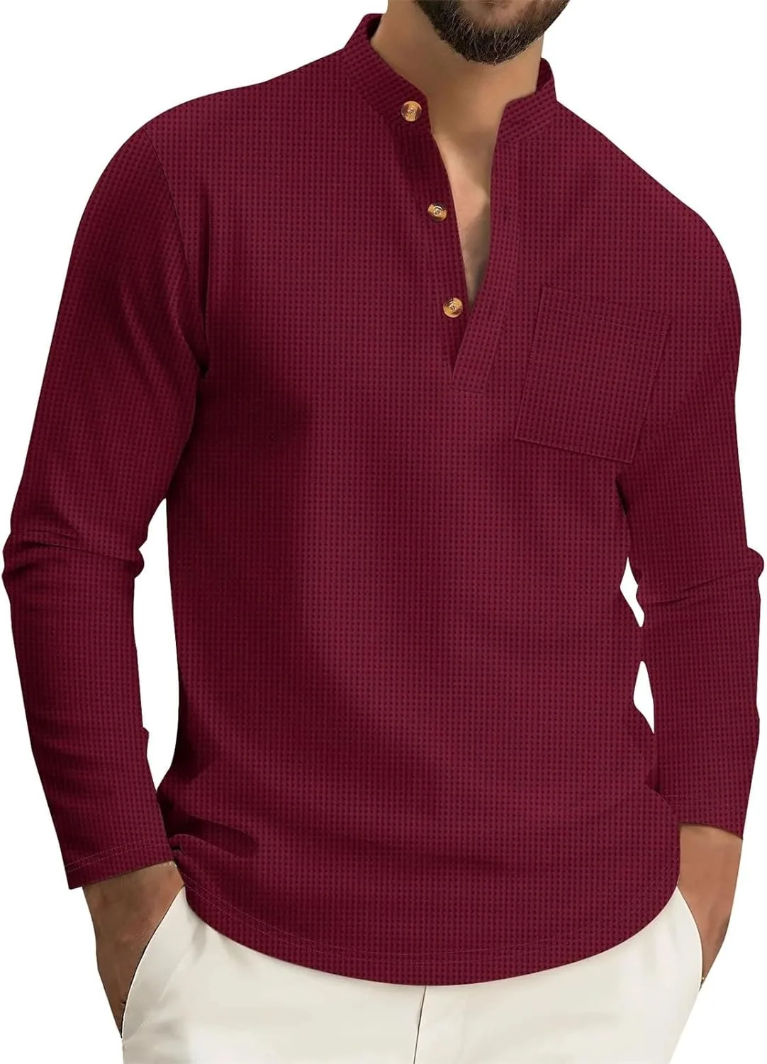 

Мужская рубашка поло с длинным рукавом, вафельная ткань, без складок, для спорта и гольфа