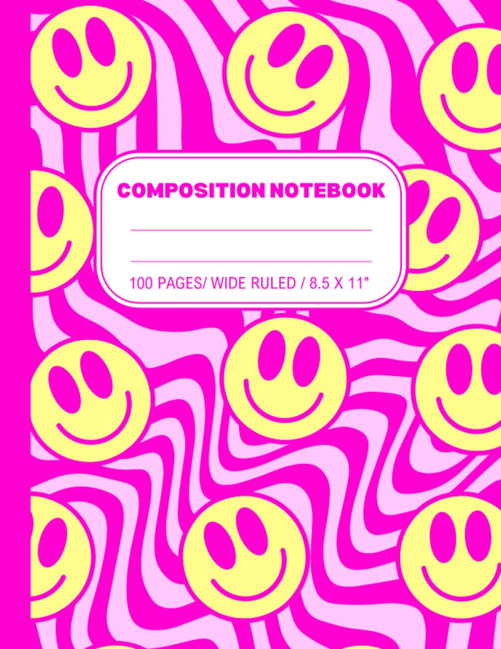 

Preppy Fashion Y2K Hot Pink Aesthetic Composition Notebook: Wide Ruled Journal for Girls, Kids, Teens; Checkered Happy Face, Yellow Smiles, Cool Design Office & School Supply (Independently published)
