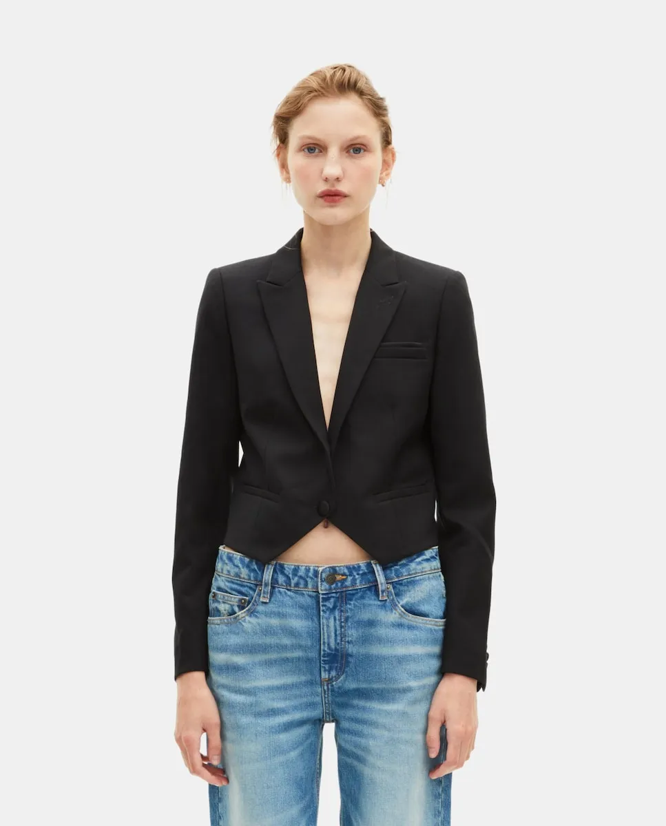 

Женская короткая асимметричная куртка The Kooples, черный