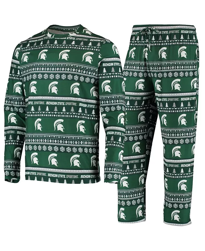 

Мужской зеленый вязаный комплект Michigan State Spartans Ugly Sweater с длинным рукавом и брюками Concepts Sport