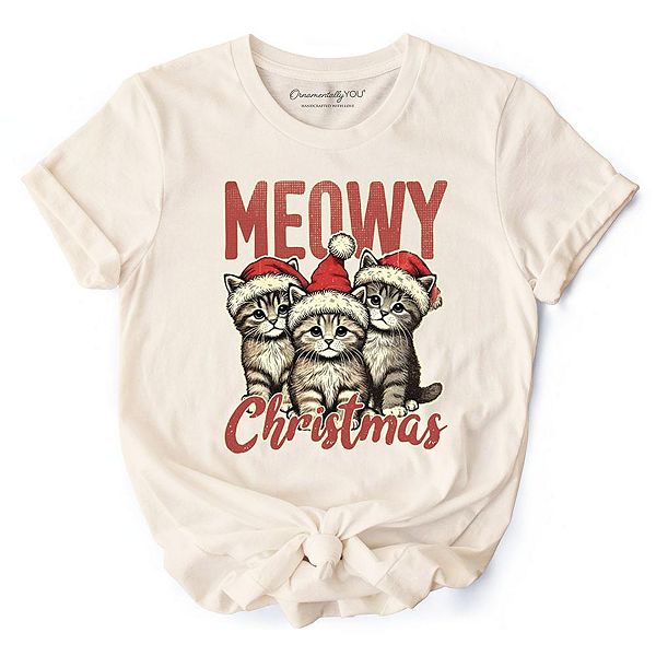 

Милый рождественский свитшот с котенком в шапке Санты Ornamentallyyou, Natural