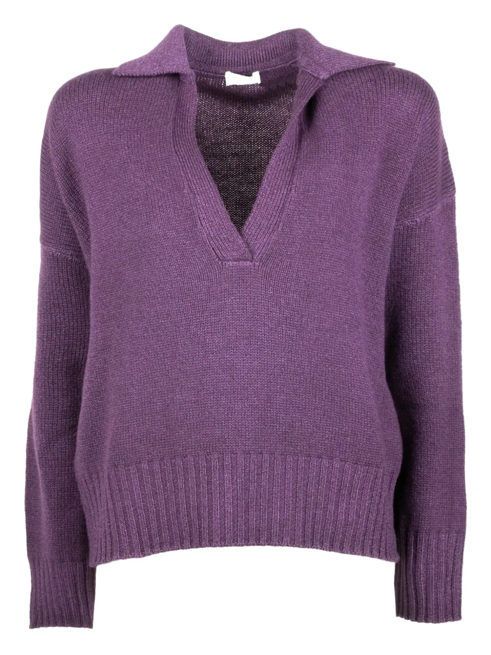 

Топ с V-образным вырезом и воротником поло Base Milano, фиолетовый