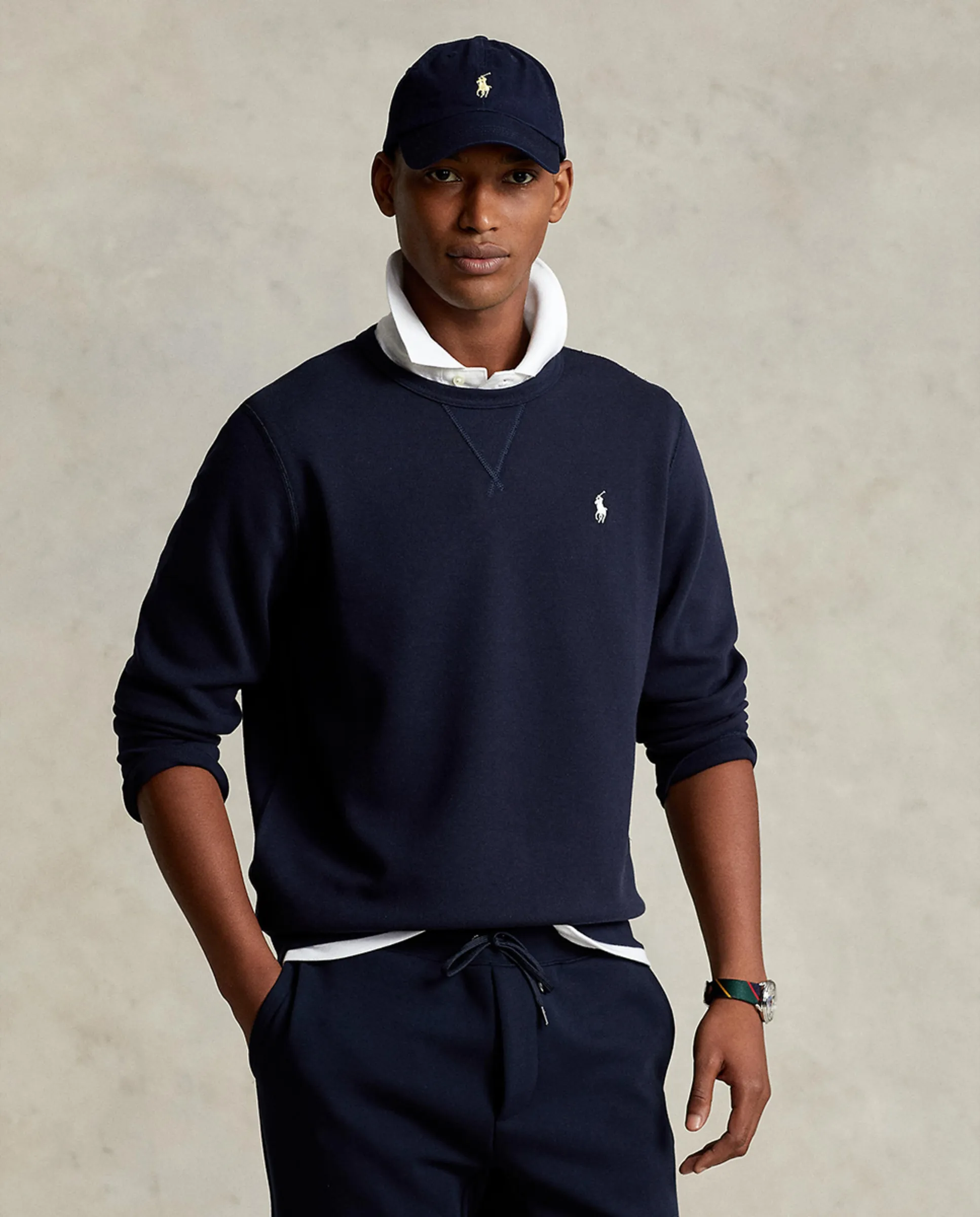 

Мужская толстовка из двойного трикотажа с круглым вырезом Polo Ralph Lauren, темно-синий