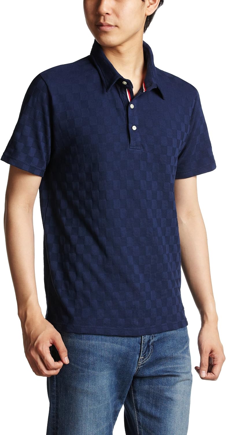 

Поло в клетку Urban Research, темно-синий