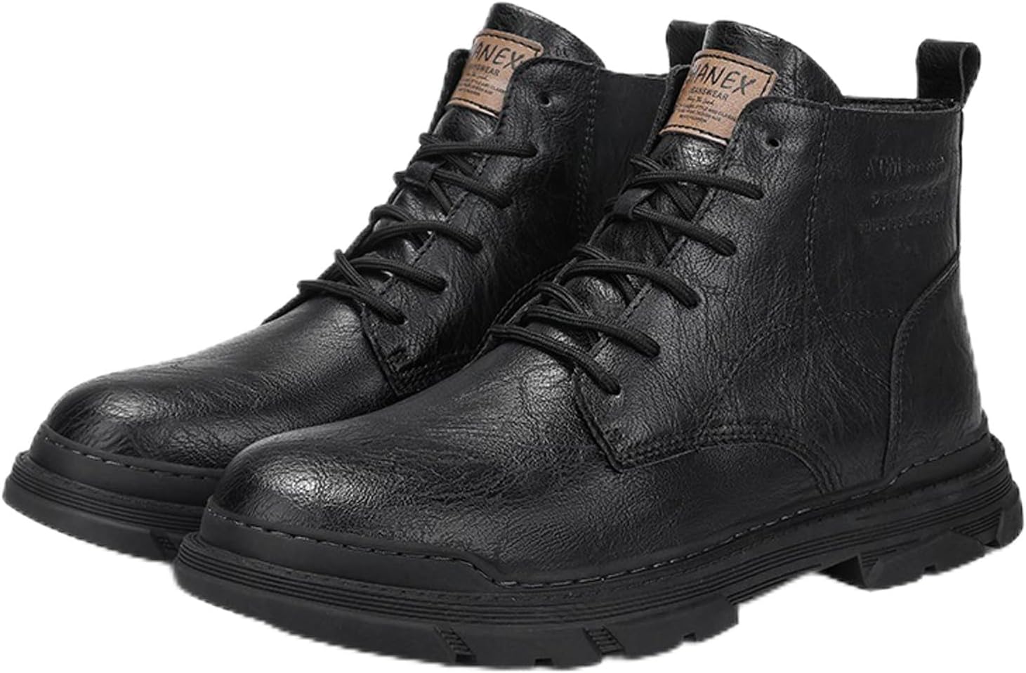 

Мужские кожаные байкерские боевые ботинки с шнуровкой, ретро с круглым носком, подошва с протектором, черевики чукка до щиколотки, повседневные, водонепроницаемые, оксфорды, ботинки Nouriron, черный