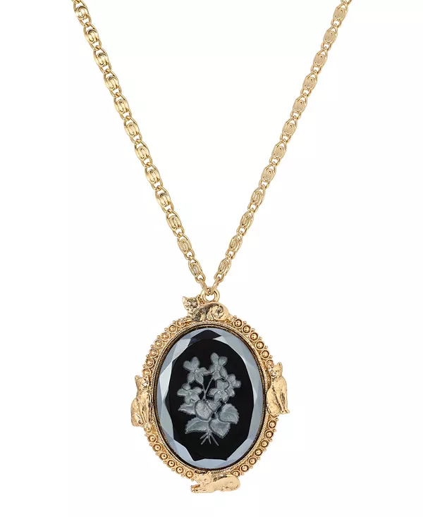 

Ожерелье с овальным кулоном из травленого стекла 2028, gray