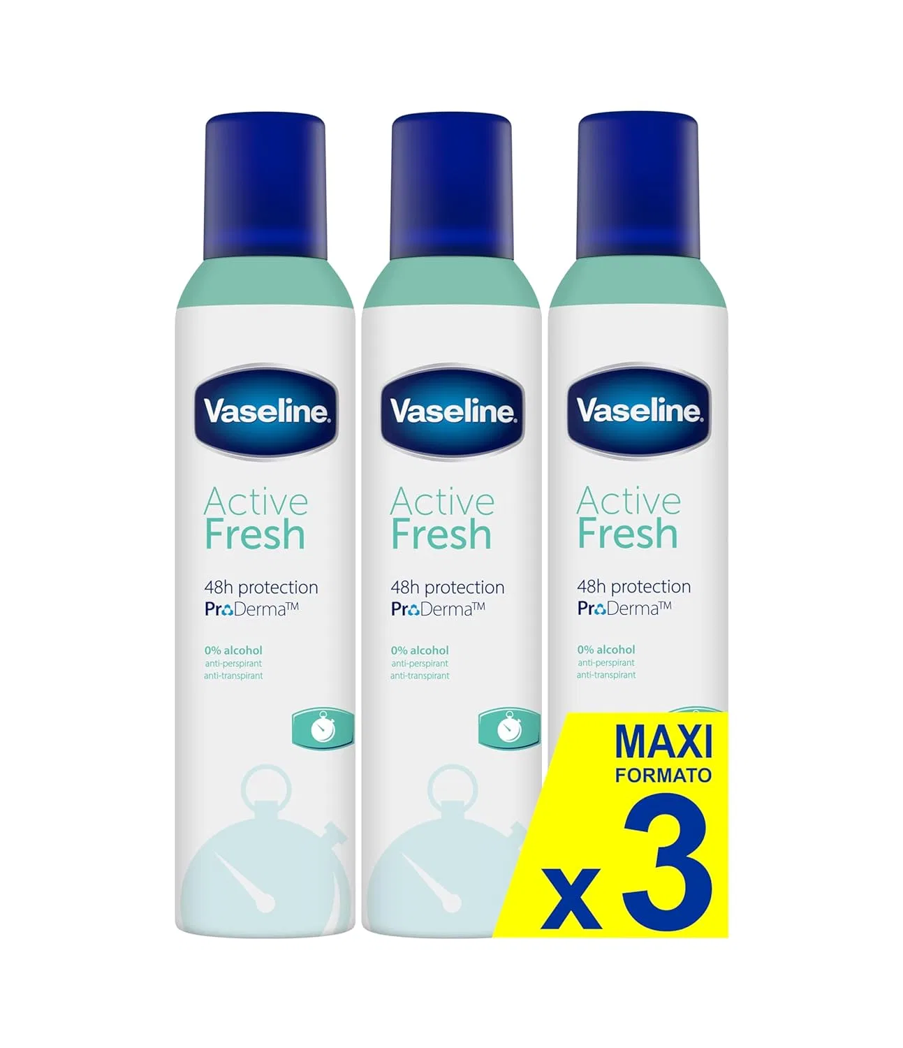 Дезодорант-антиперспирант Vaseline Active Fresh 48h, 250 мл, 3 шт. Vaseline