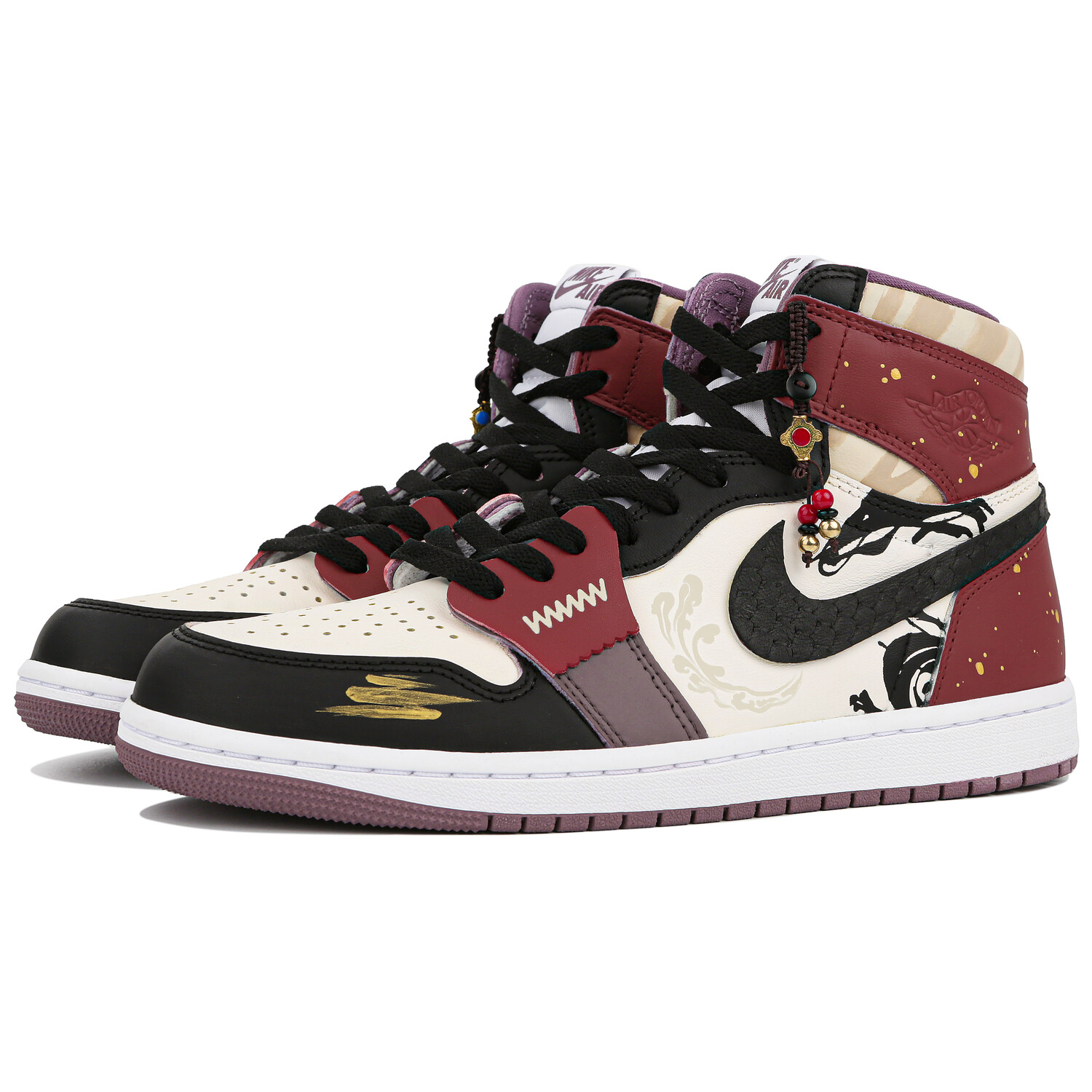 Кроссовки Air JORDAN 1 Vintage Basketball Shoes Women's High-Top Black Red — фото 4