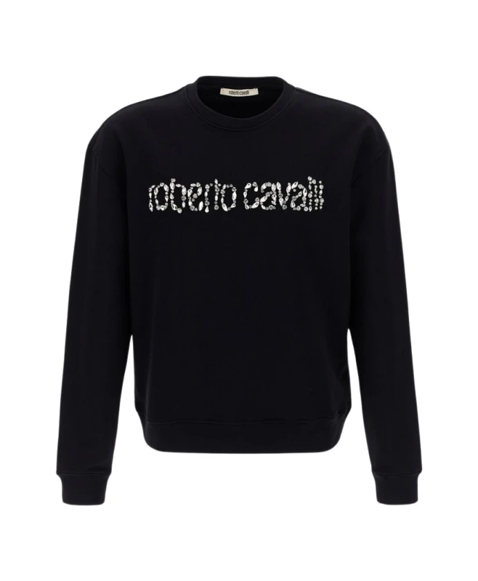

Черная толстовка с логотипом, сделано в Италии. Roberto Cavalli, черный