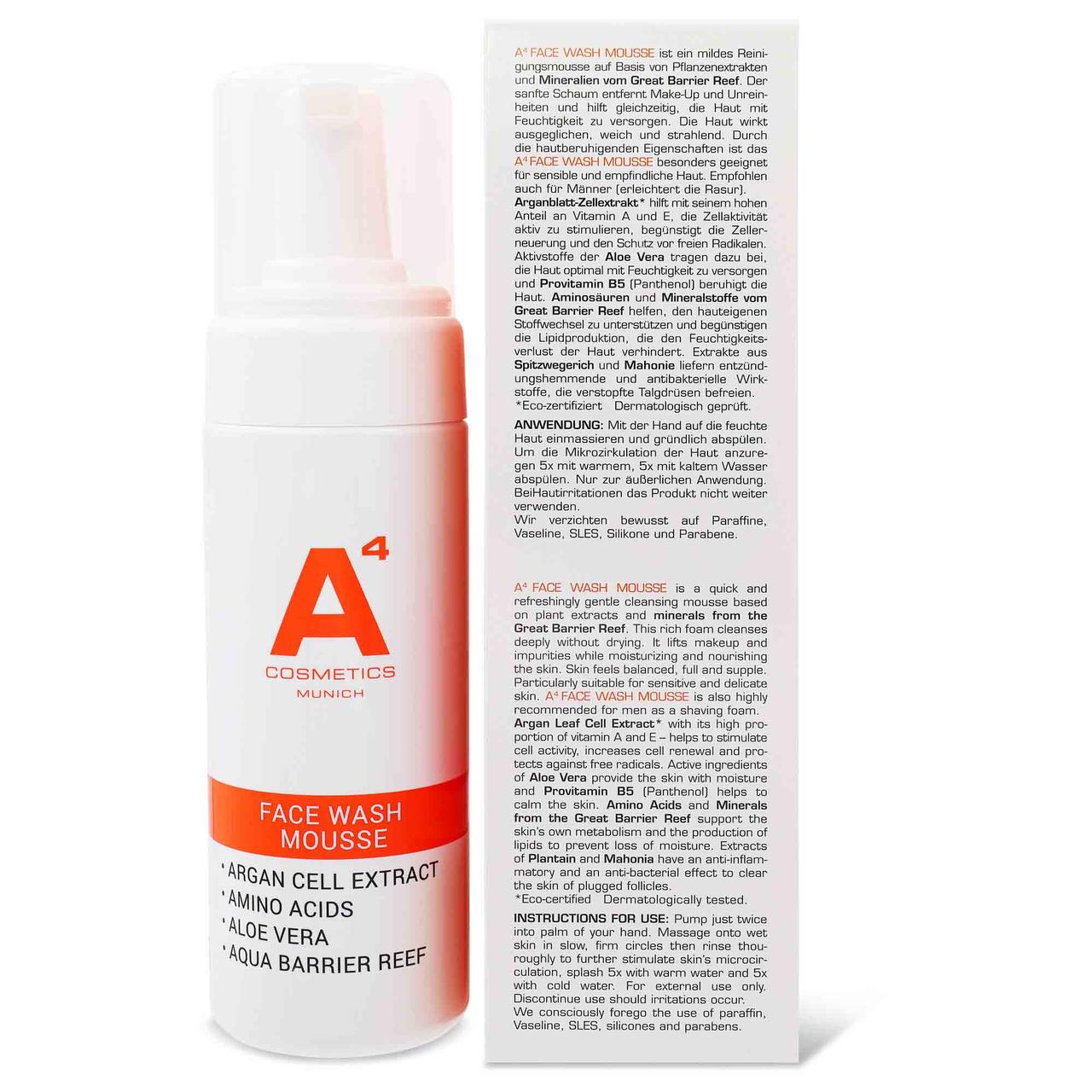 Очищающая пенка для лица face wash mousse A4 Cosmetics, объем 150 мл — фото 3