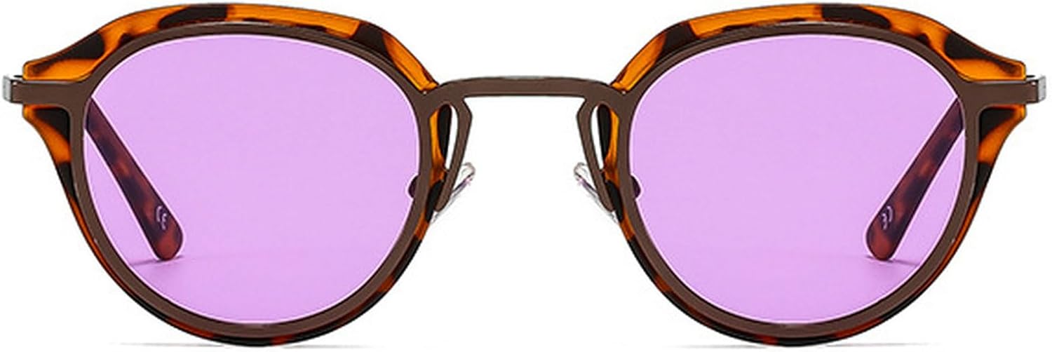 

Модные классические круглые женские солнцезащитные очки с персонализированным металлическим дизайном, ретро-стиль, морской тематикой, мужские очки для вождения на открытом воздухе mincl, Leopard Purple