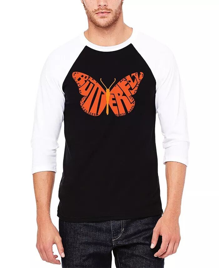 

Butterfly — мужская бейсбольная футболка с надписью реглан LA Pop Art, черный