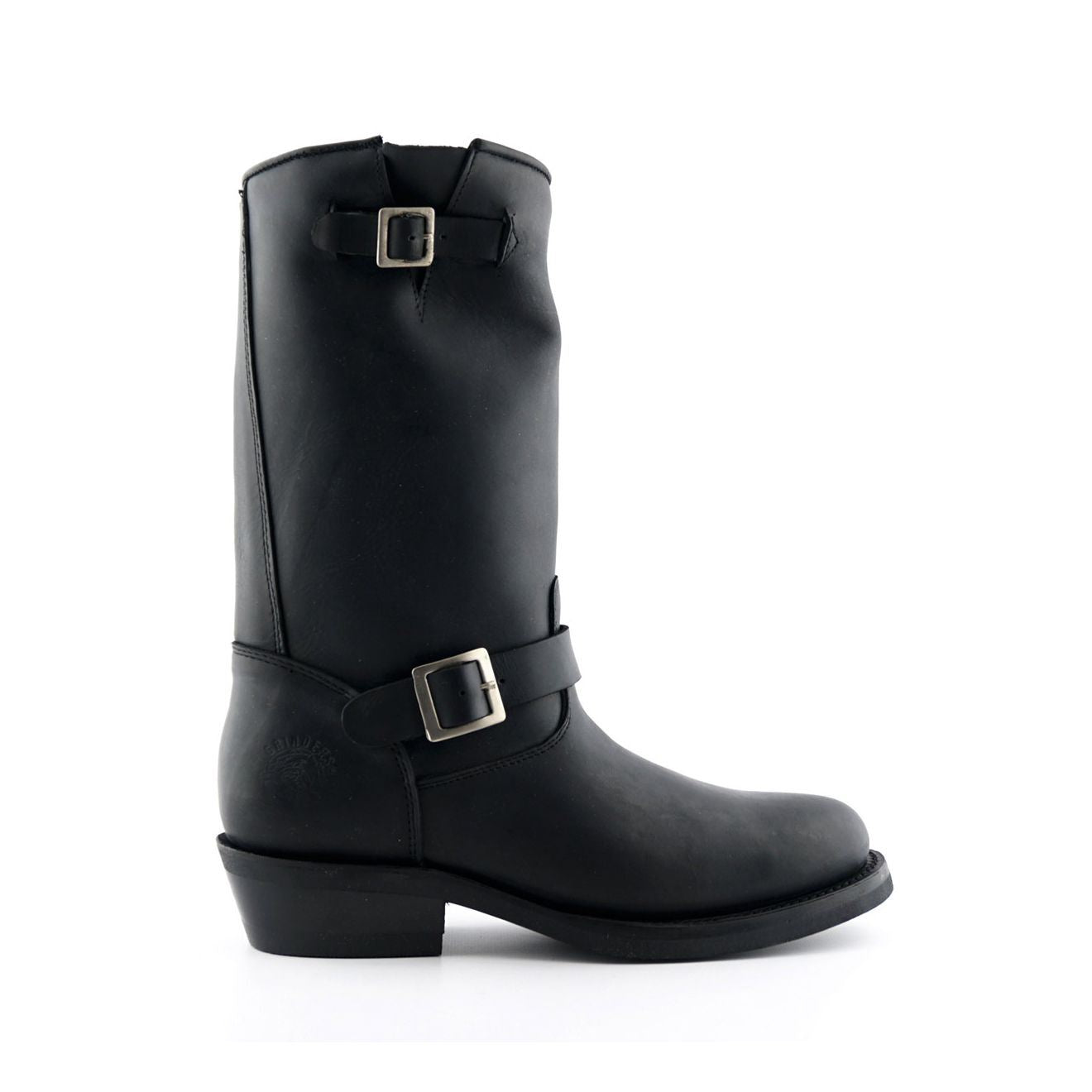 

Гриндерс Унисекс Черные Ковбойские Кожаные Ботинки с Гладкой Подошвой-Rebel Grinders