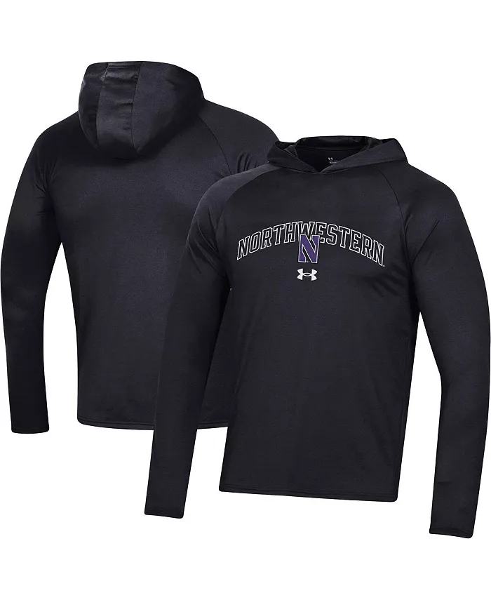 

Мужская черная худи с длинным рукавом реглан Northwestern Wildcats 2023 Sideline Tech Under Armour