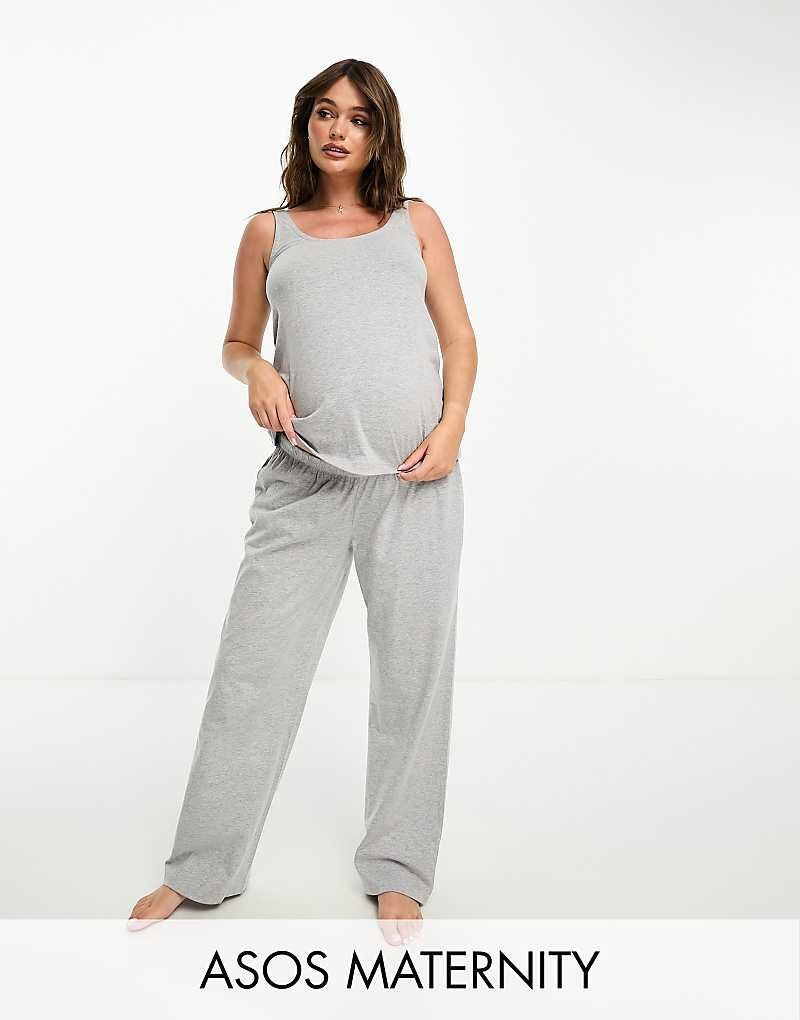 

Хлопковые пижамные брюки серого меланжа ASOS DESIGN Maternity – Mix and Match