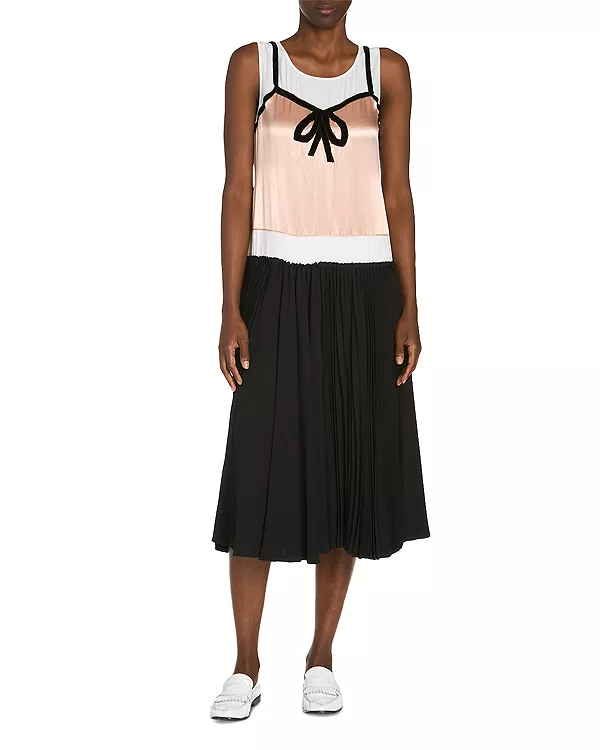 Платье миди из многокомпонентного материала Crepe envers satin multimaterial trope oil Marni, мультиколор